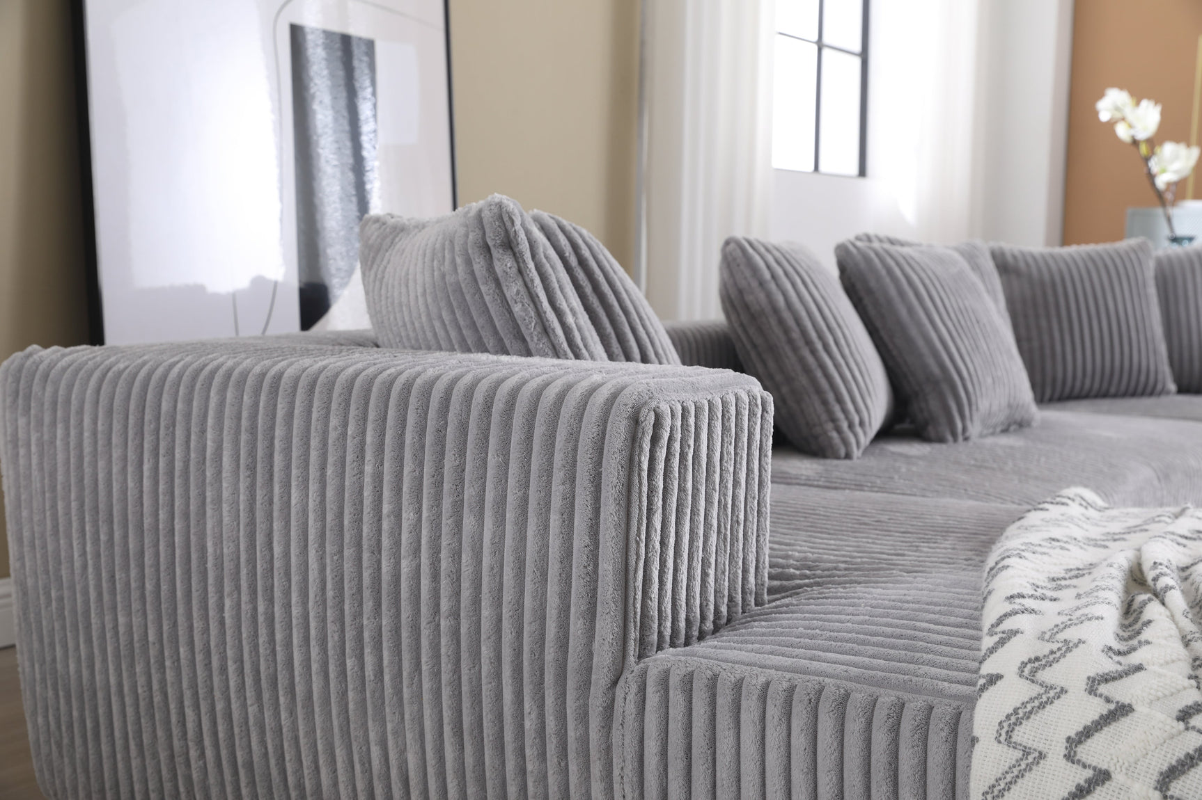 Alexus Corduroy Fabric Sectional Lounge