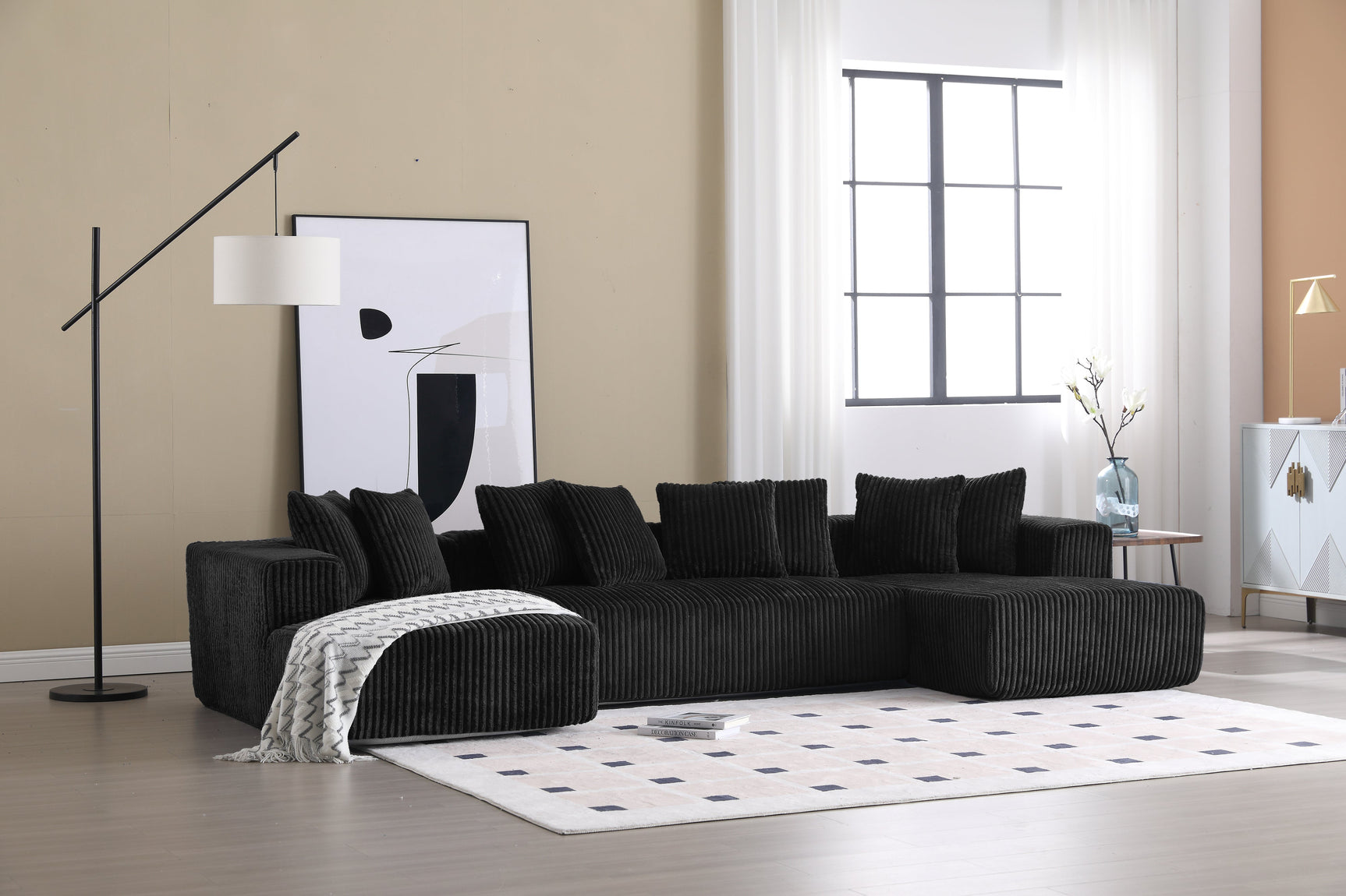 Alexus Corduroy Fabric Sectional Lounge