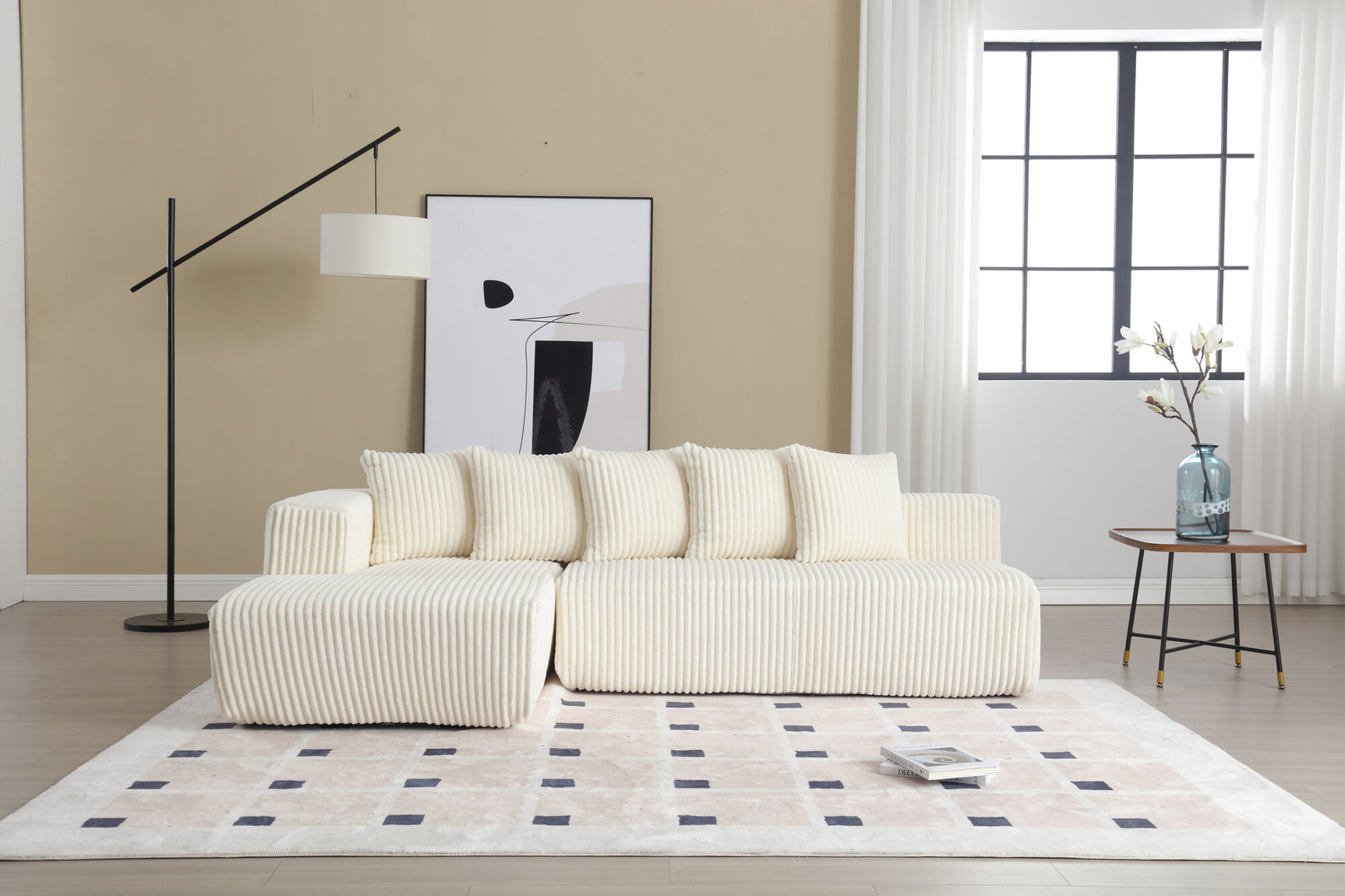 Alexus Corduroy Fabric Sectional Lounge