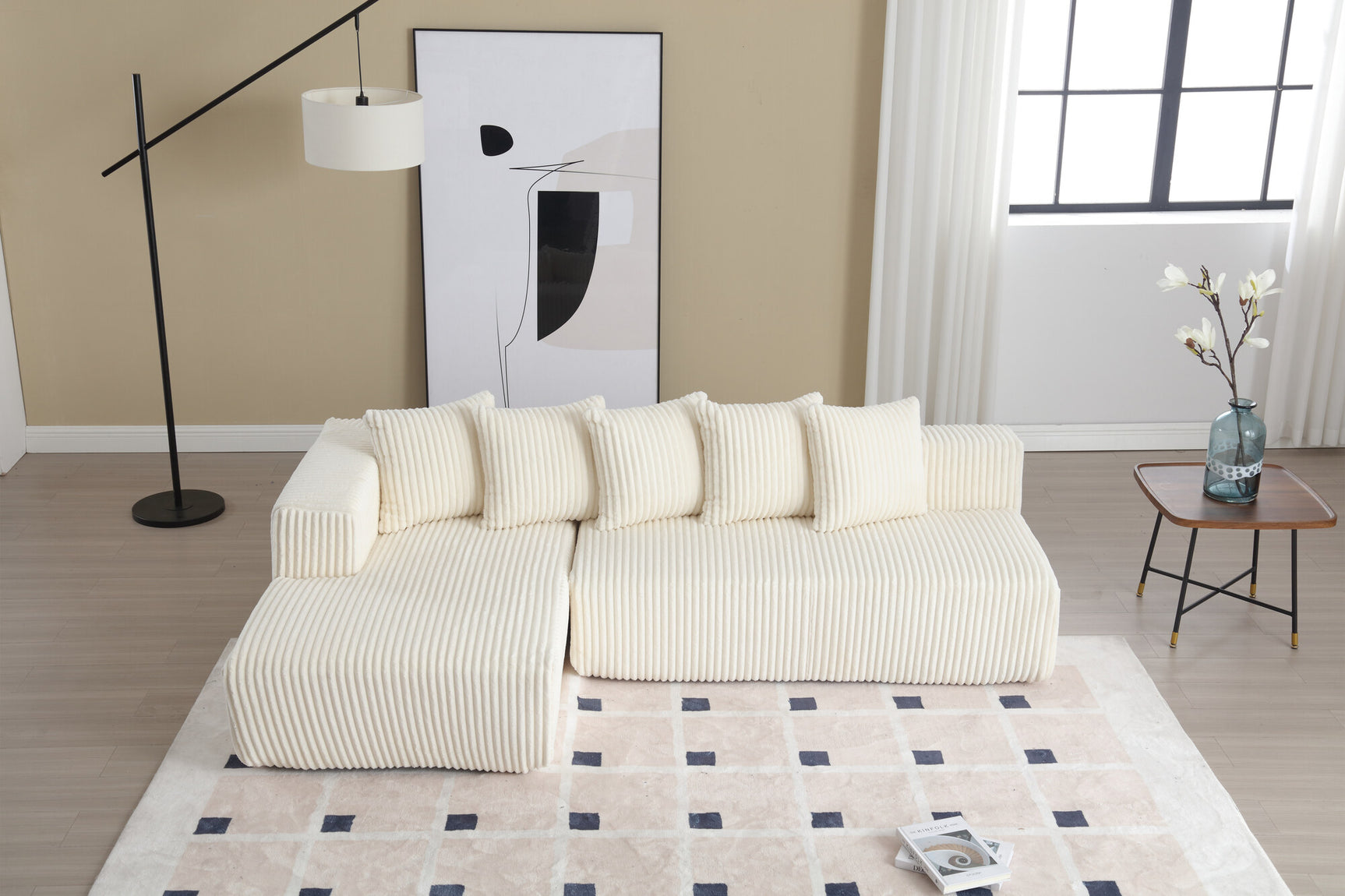 Alexus Corduroy Fabric Sectional Lounge