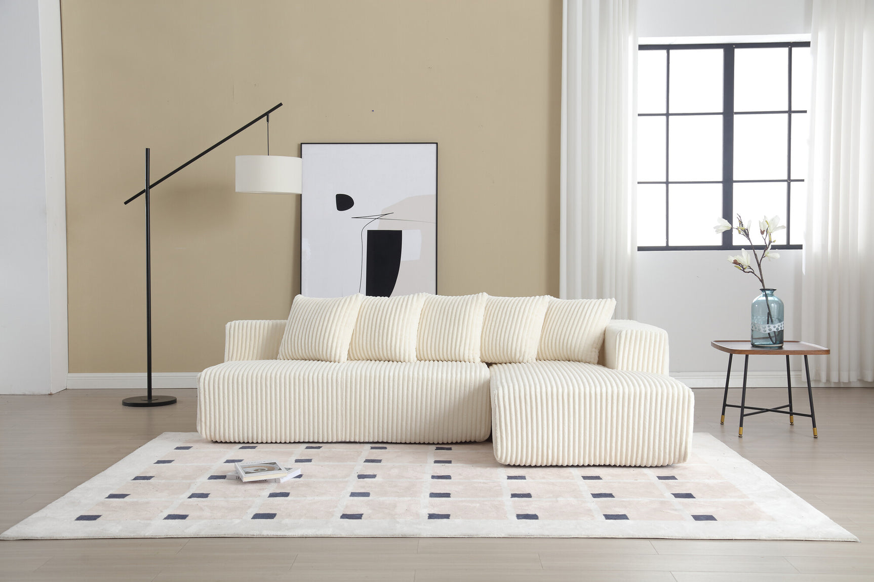 Alexus Corduroy Fabric Sectional Lounge