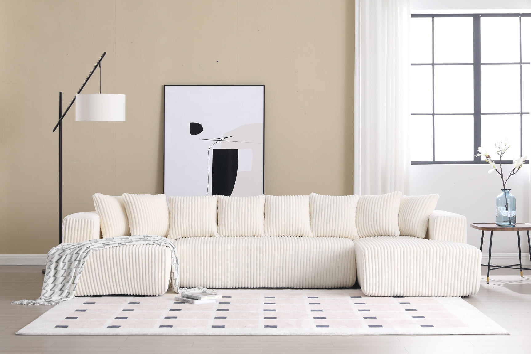 Alexus Corduroy Fabric Sectional Lounge