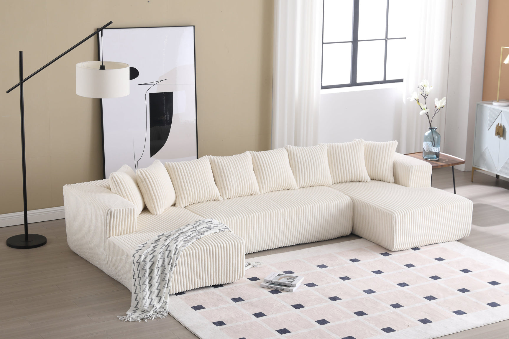 Alexus Corduroy Fabric Sectional Lounge