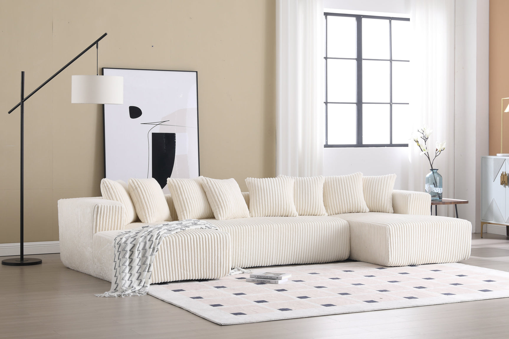 Alexus Corduroy Fabric Sectional Lounge