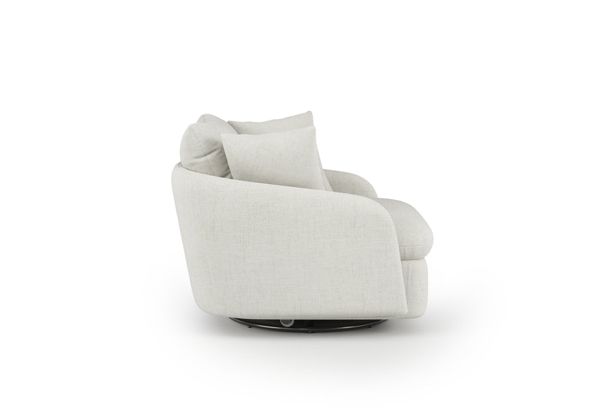 Valencia Giorgia Glacier White Fabric Swivel Accent Chair