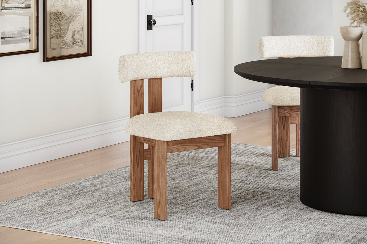 Valencia Carlo Boucle Fabric Dining Chair, Beige