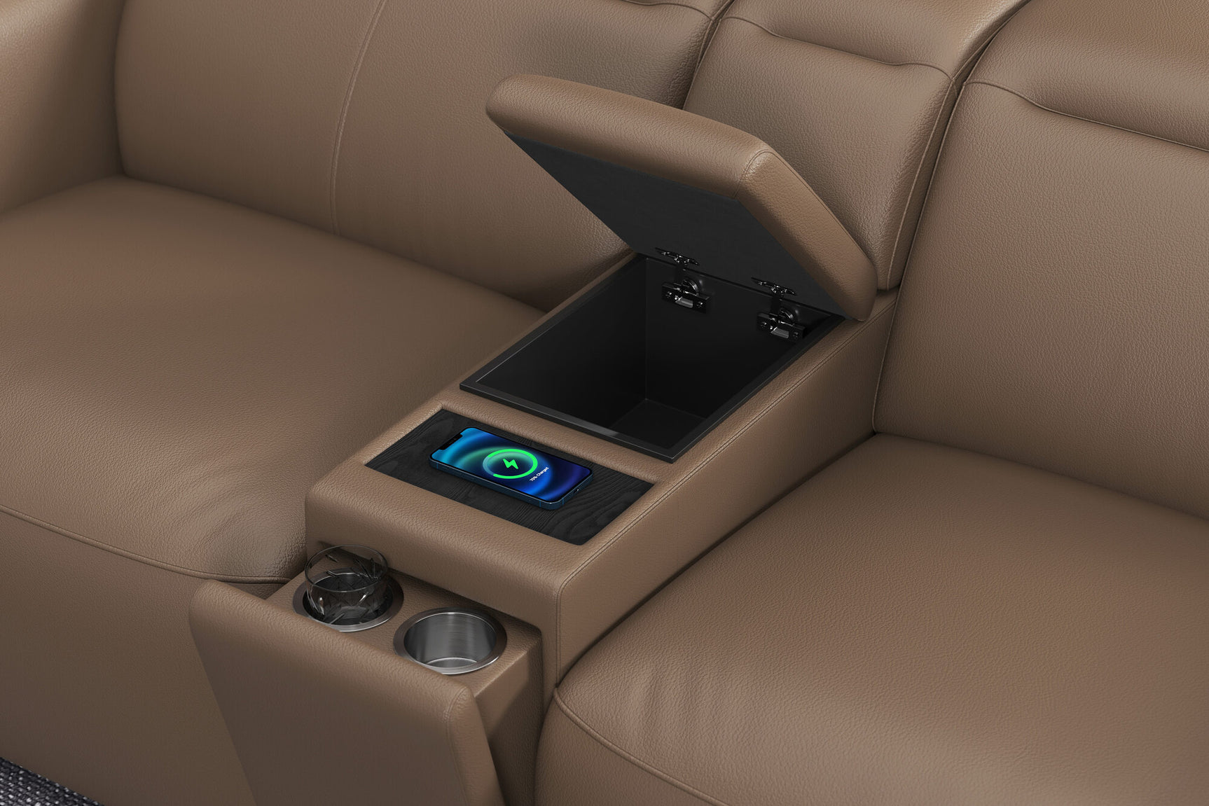 Carmen Leather Dual Recliner Corner Sectional with Console