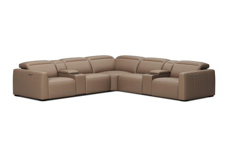 Carmen Leather Dual Recliner Corner Sectional with Console