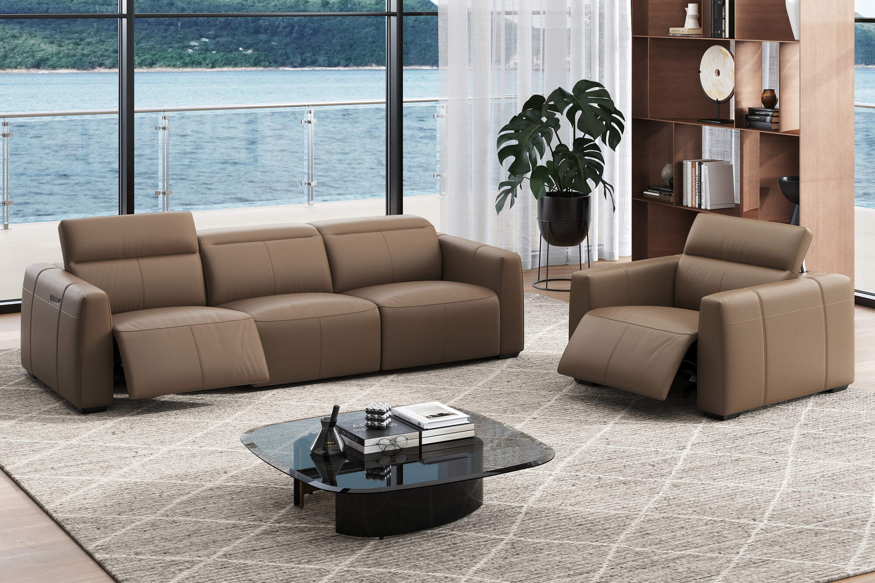 Carmen Leather Dual Recliner Lounge