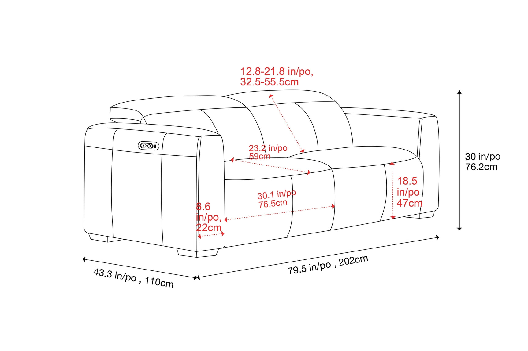 Carmen Leather Dual Recliner Lounge