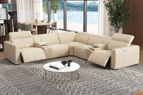 Carmen Leather Dual Recliner Corner Sectional with Console