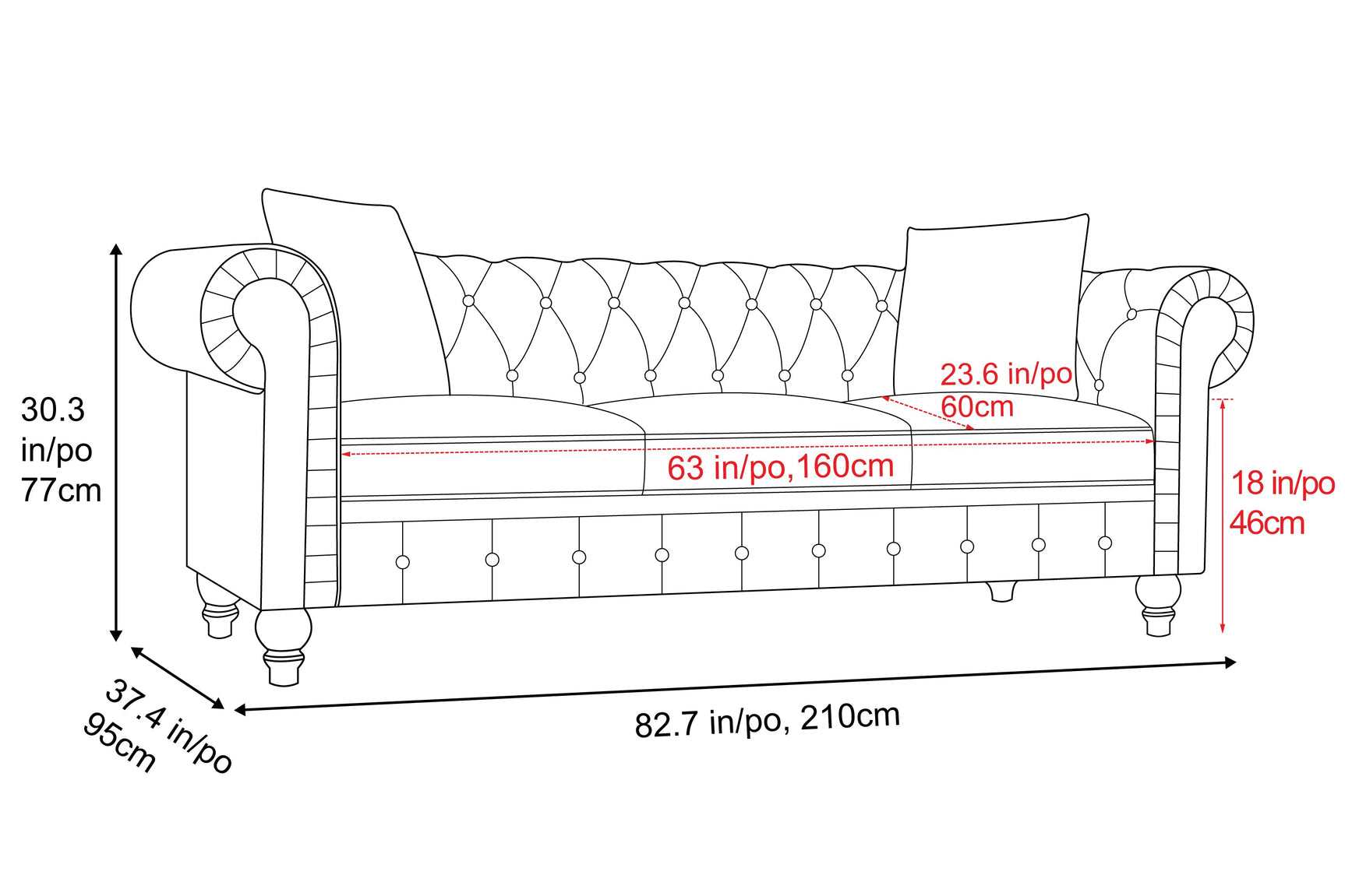Cerna Fabric Chesterfield Lounge