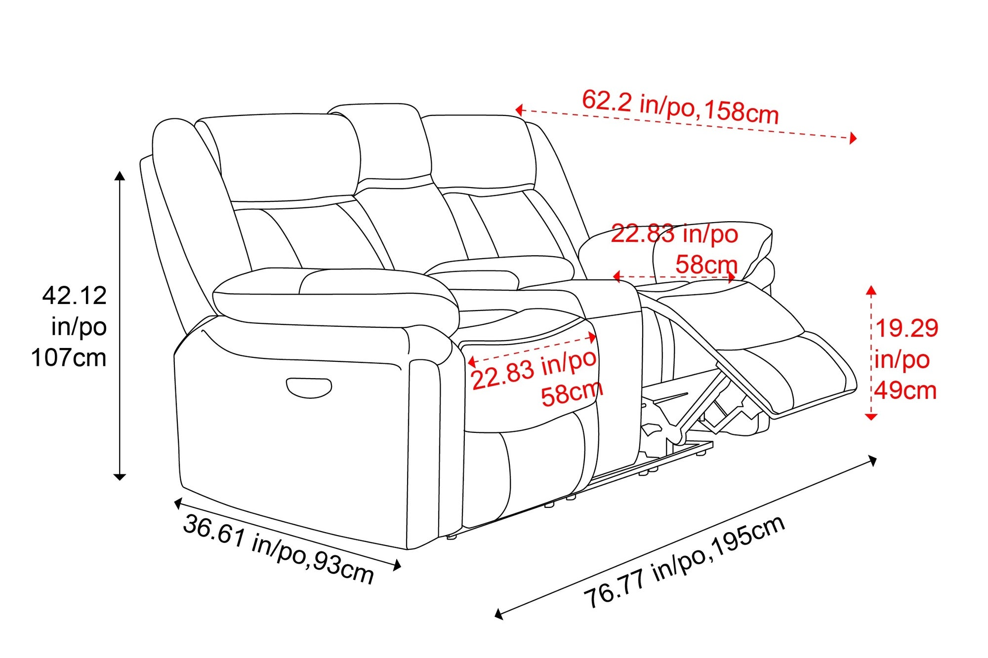 Charlie Leather Recliner Lounge with Console