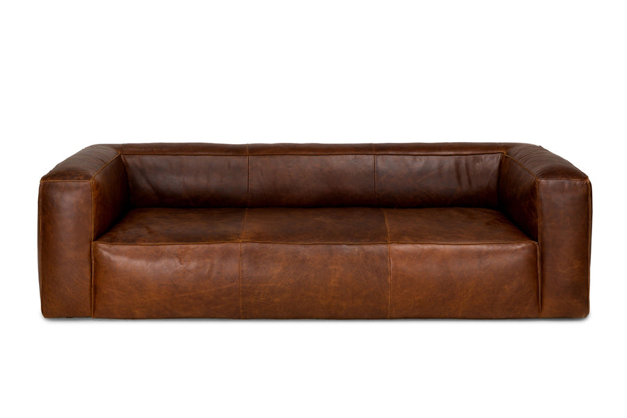 Graz Leather Grande Three Seat Lounge, Dark Chocolate Color