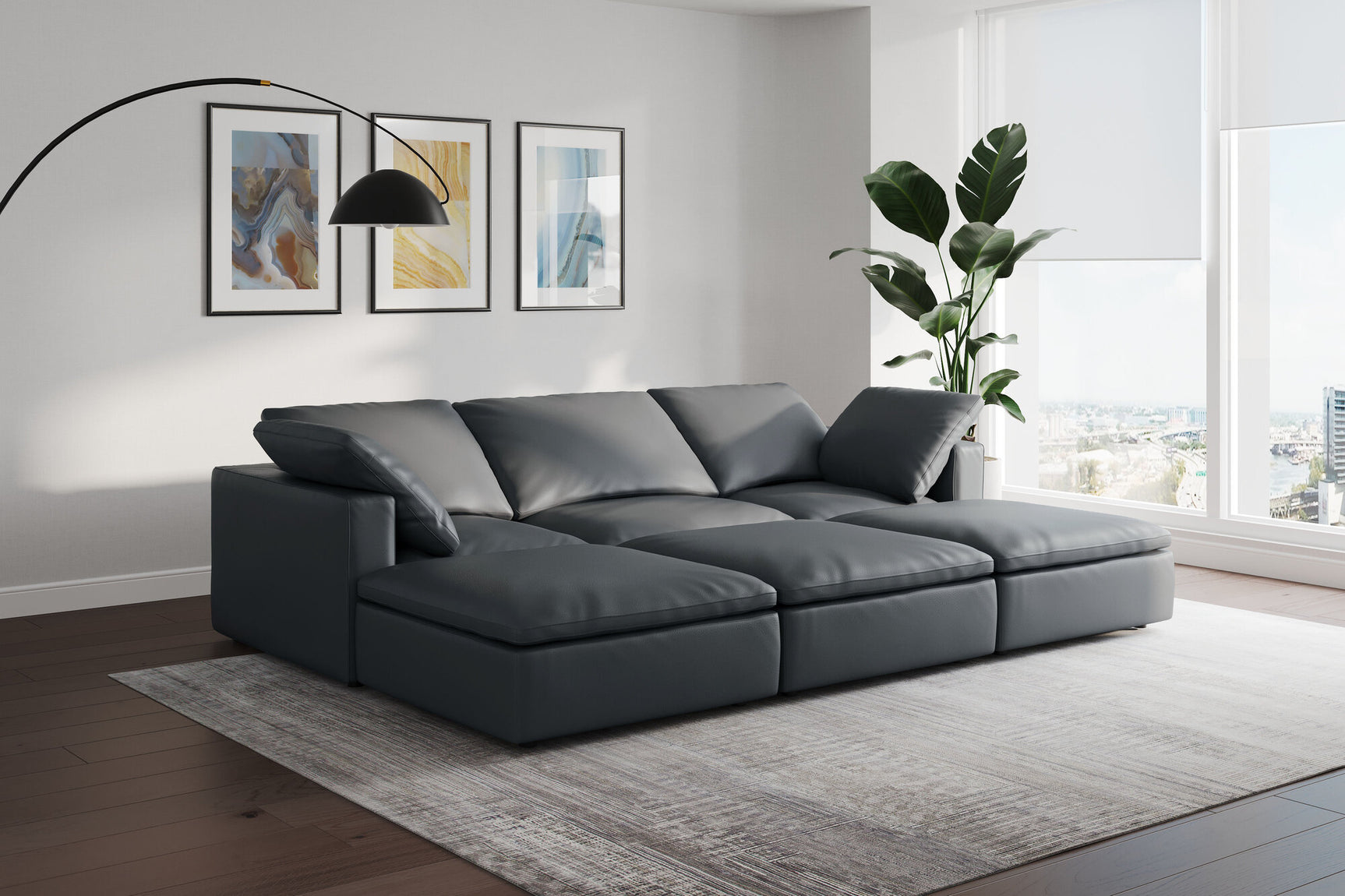 Claire Leather Ottoman