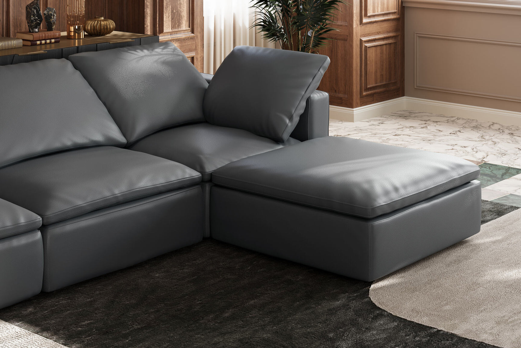 Claire Leather Ottoman