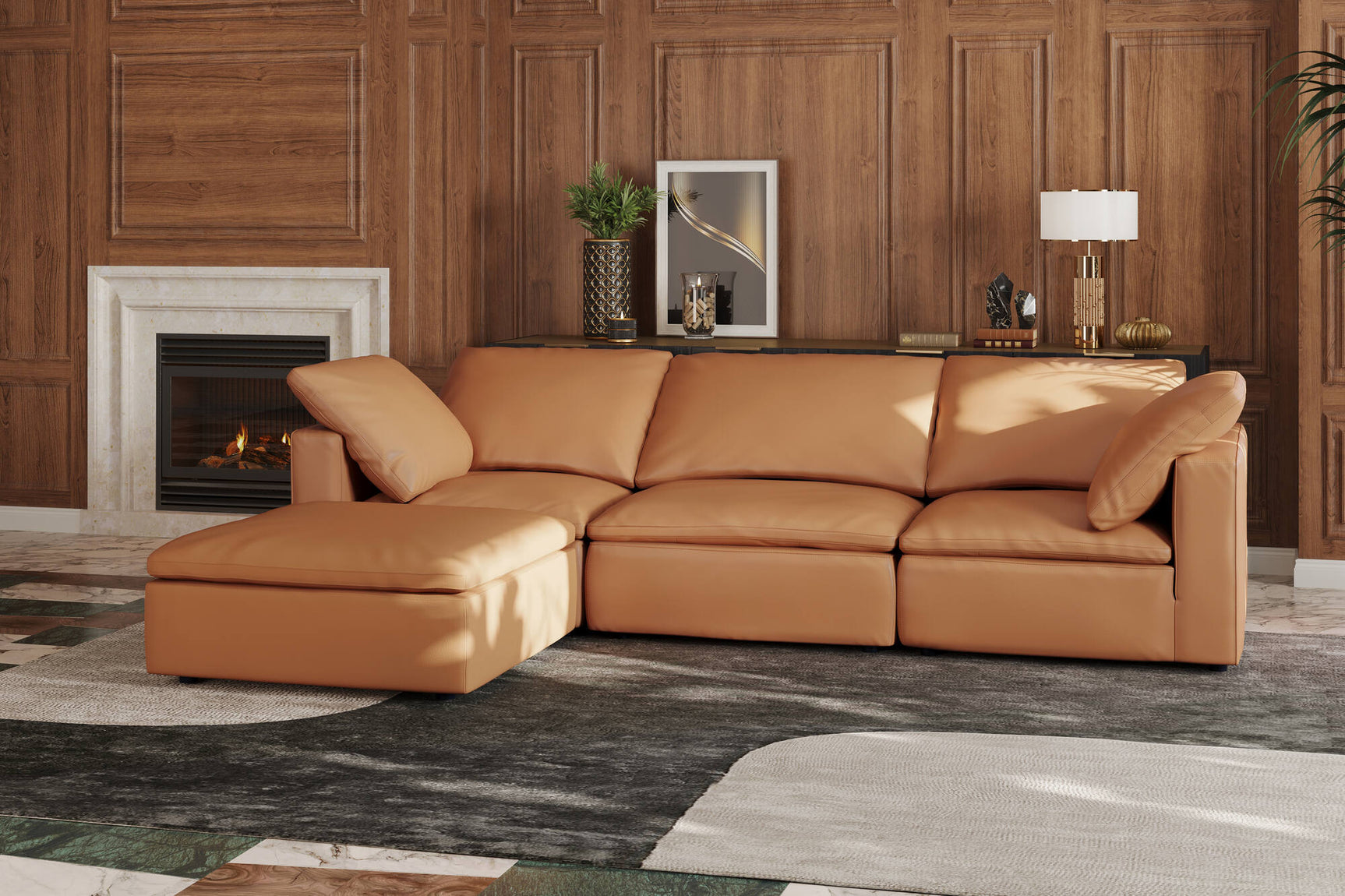 Claire Leather Ottoman