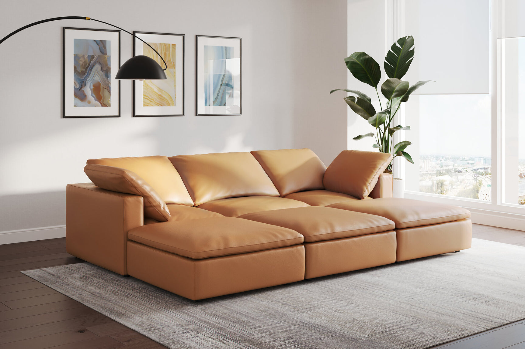 Claire Leather Ottoman