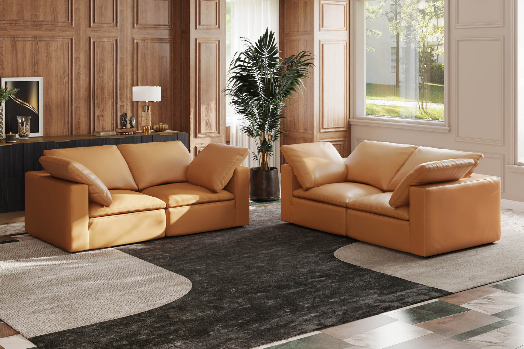 Claire Leather Ottoman