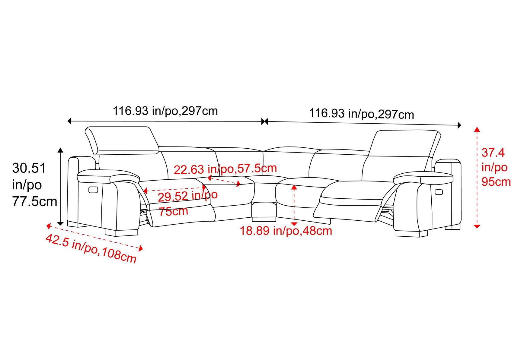 Ellie Leather Corner Sectional Lounge