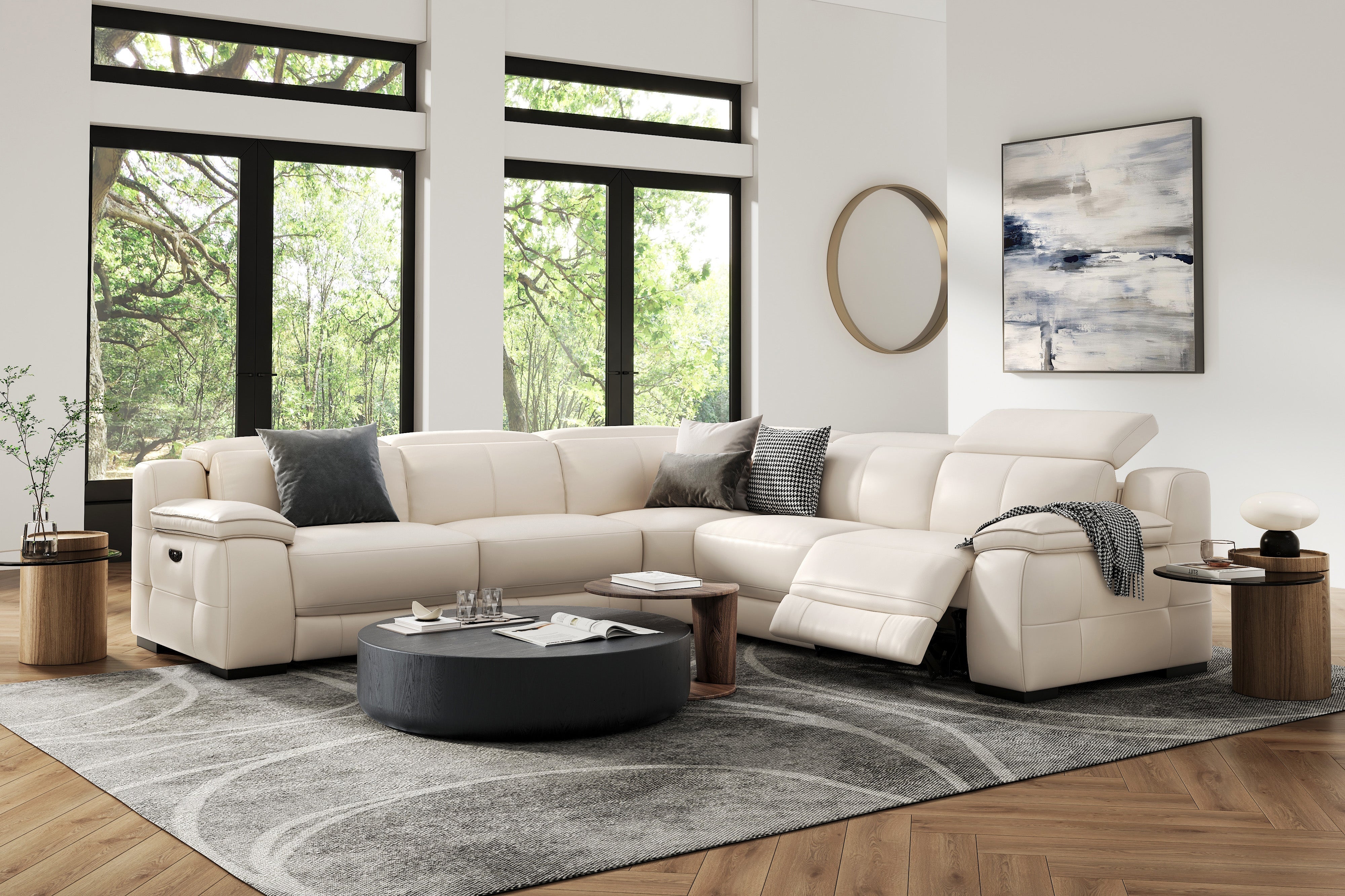 Ellie Leather Corner Sectional Lounge