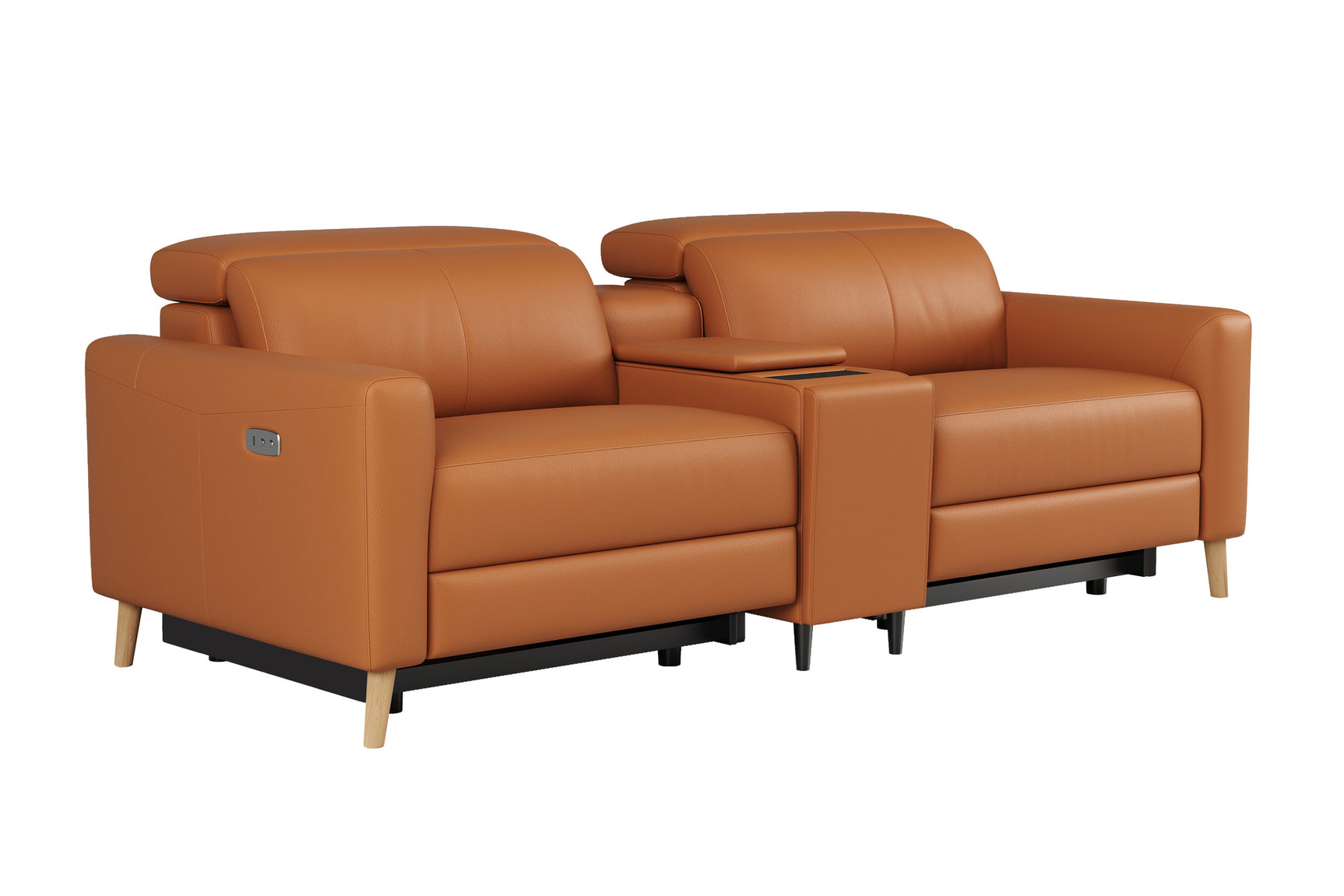 Elodie Leather Dual Recliner Lounge with Console