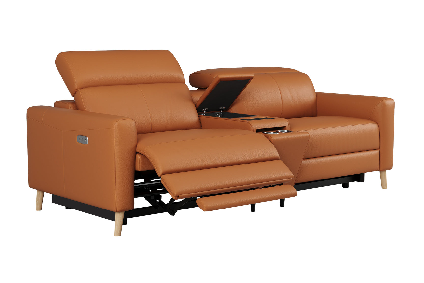 Elodie Leather Dual Recliner Lounge with Console
