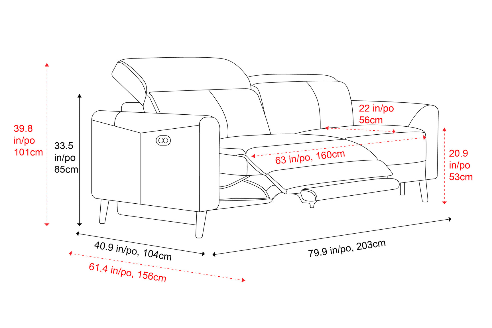 Elodie Leather Dual Recliner Lounge