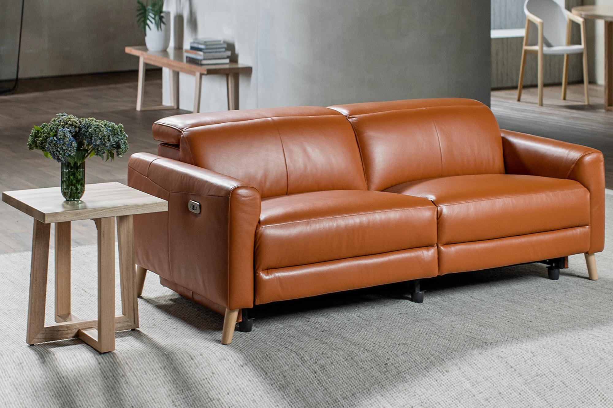 Elodie Leather Dual Recliner Lounge