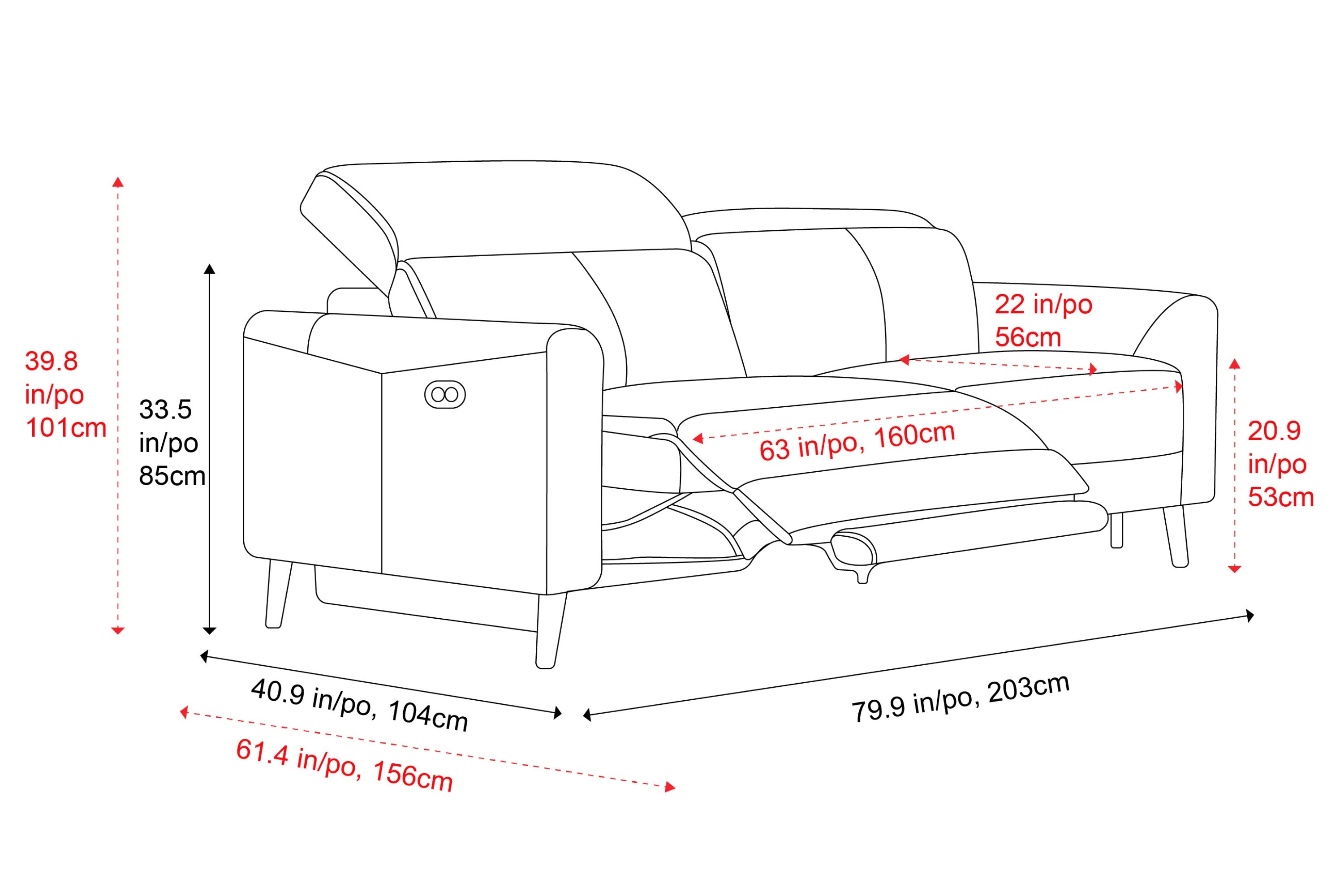 Elodie Leather Dual Recliner Lounge
