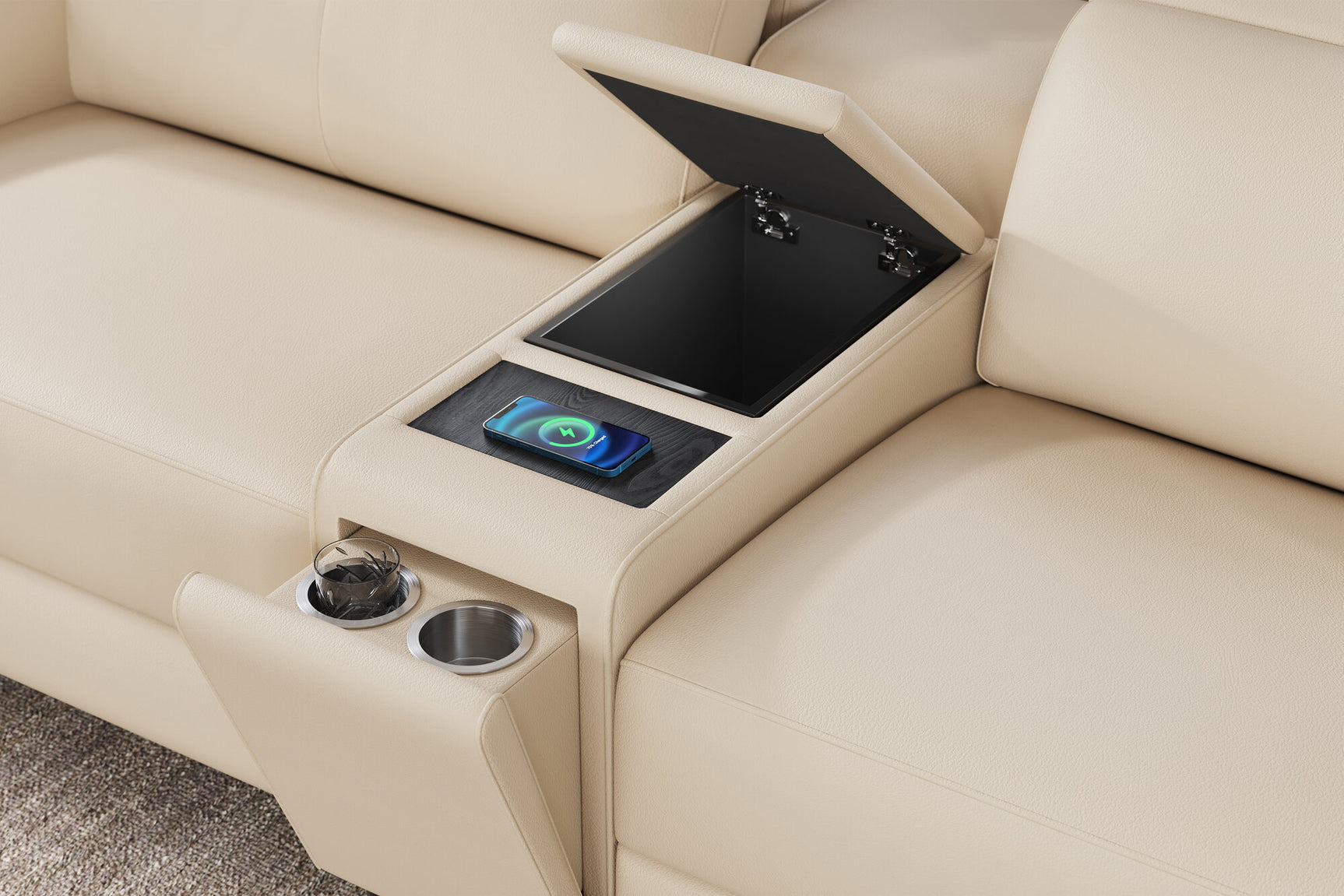 Elodie Leather Dual Recliner Lounge with Console