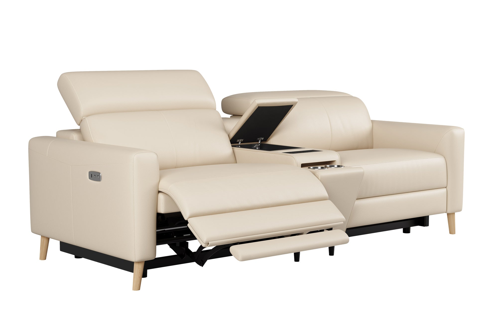 Elodie Leather Dual Recliner Lounge with Console