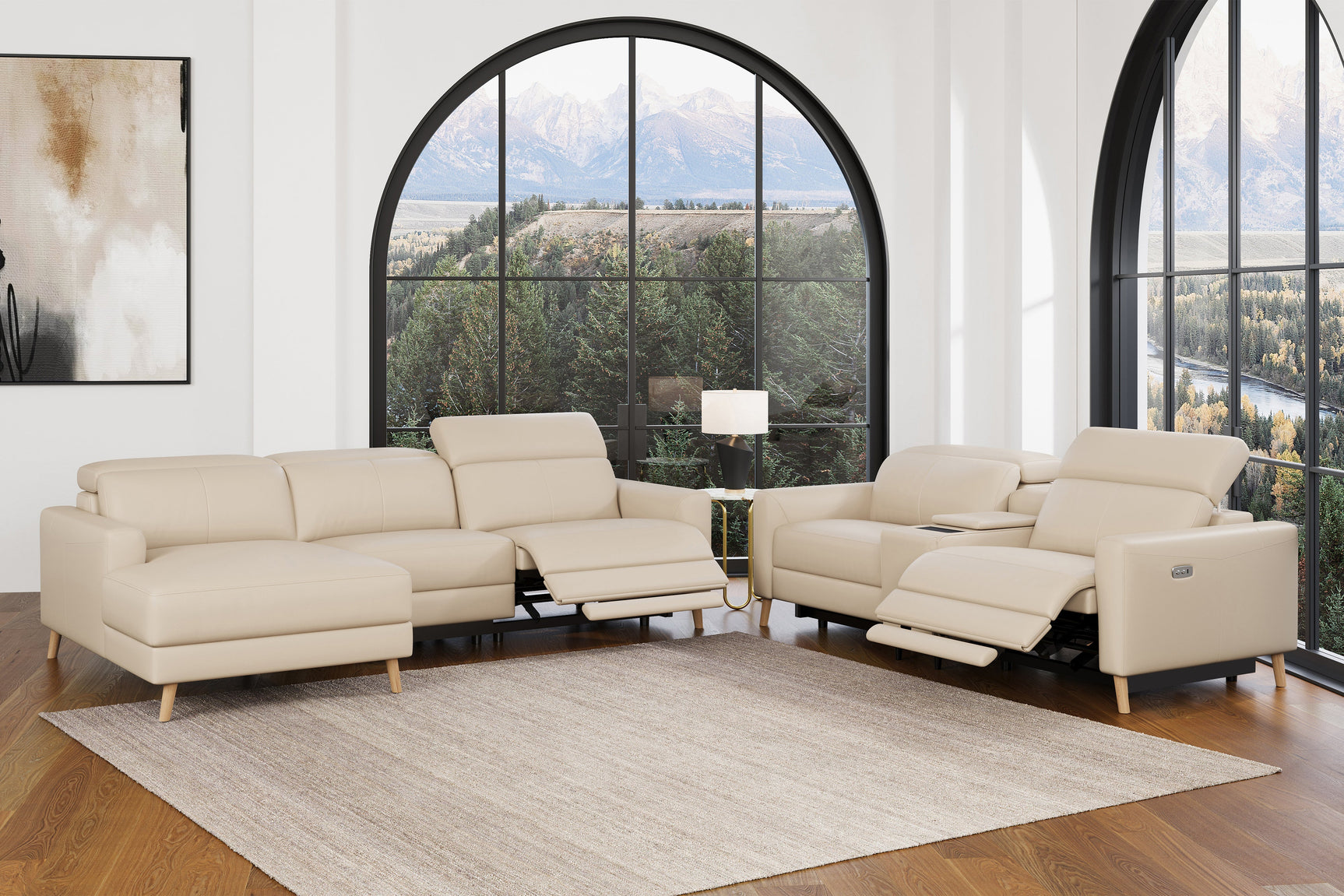 Elodie Leather Recliner Sectional Lounge