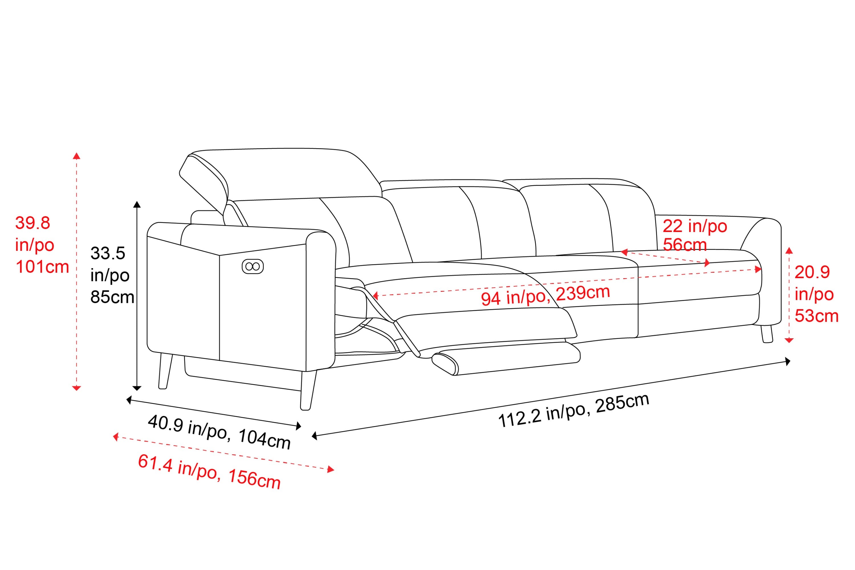 Elodie Leather Dual Recliner Lounge