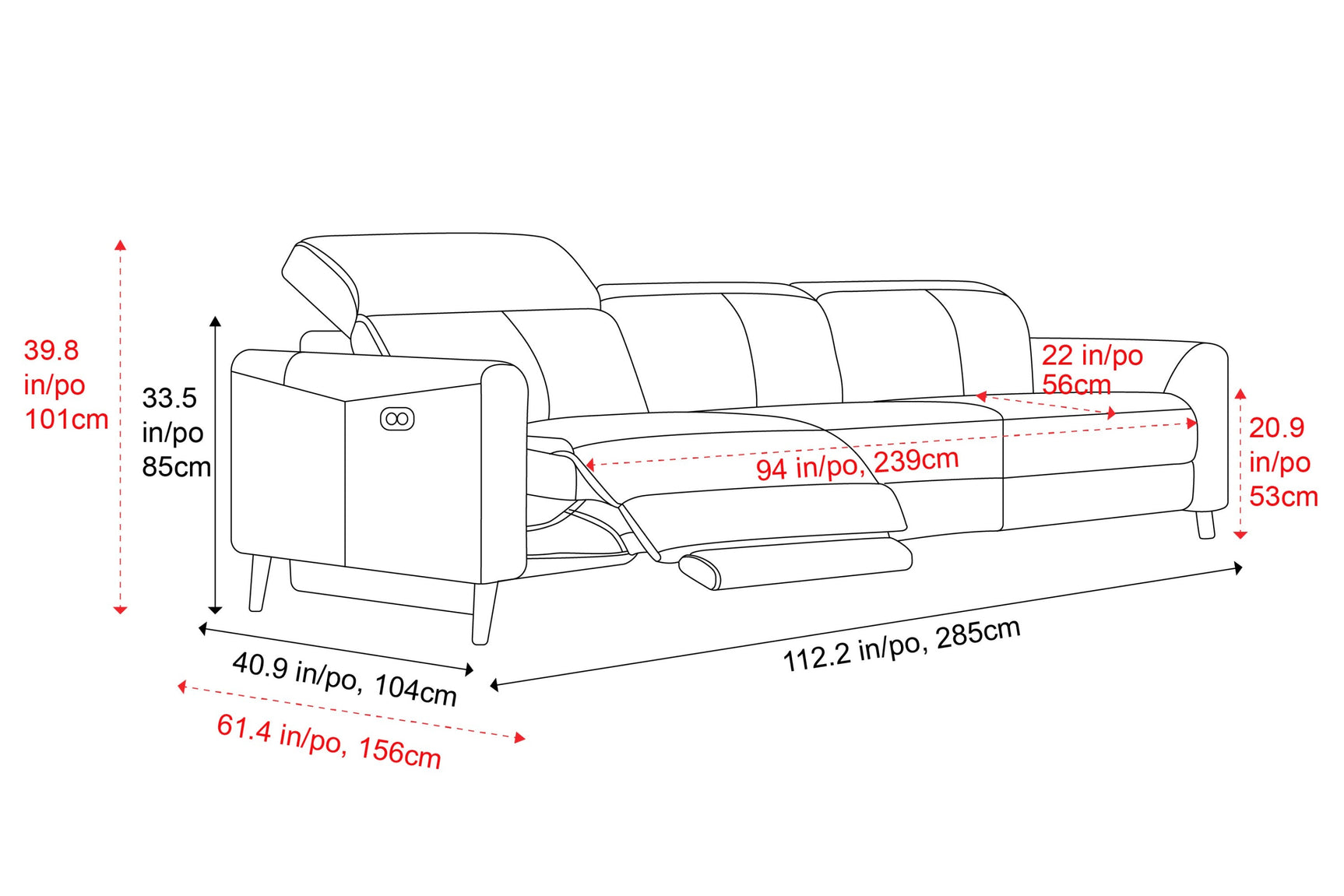 Elodie Leather Dual Recliner Lounge