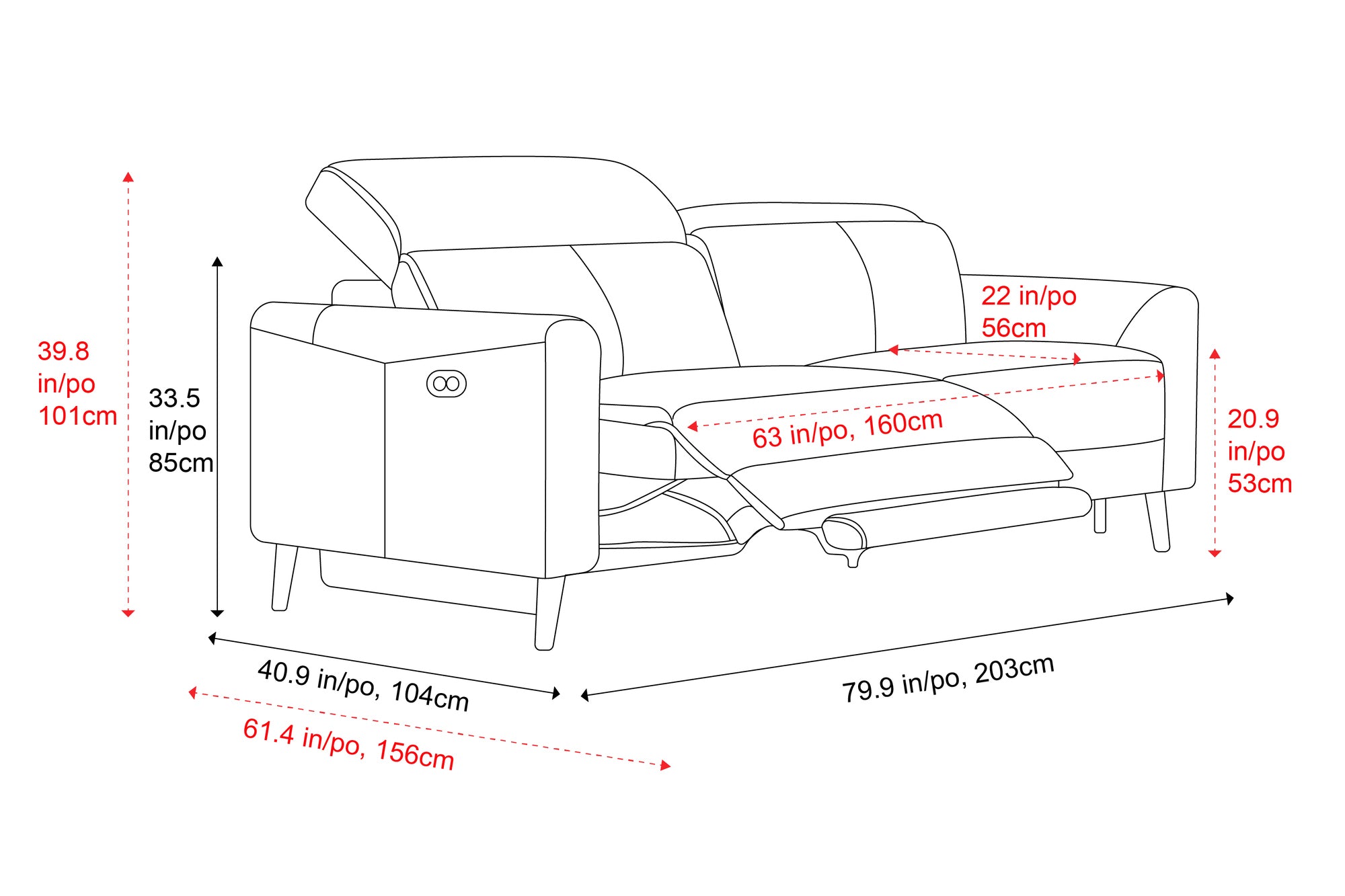 Elodie Leather Dual Recliner Lounge