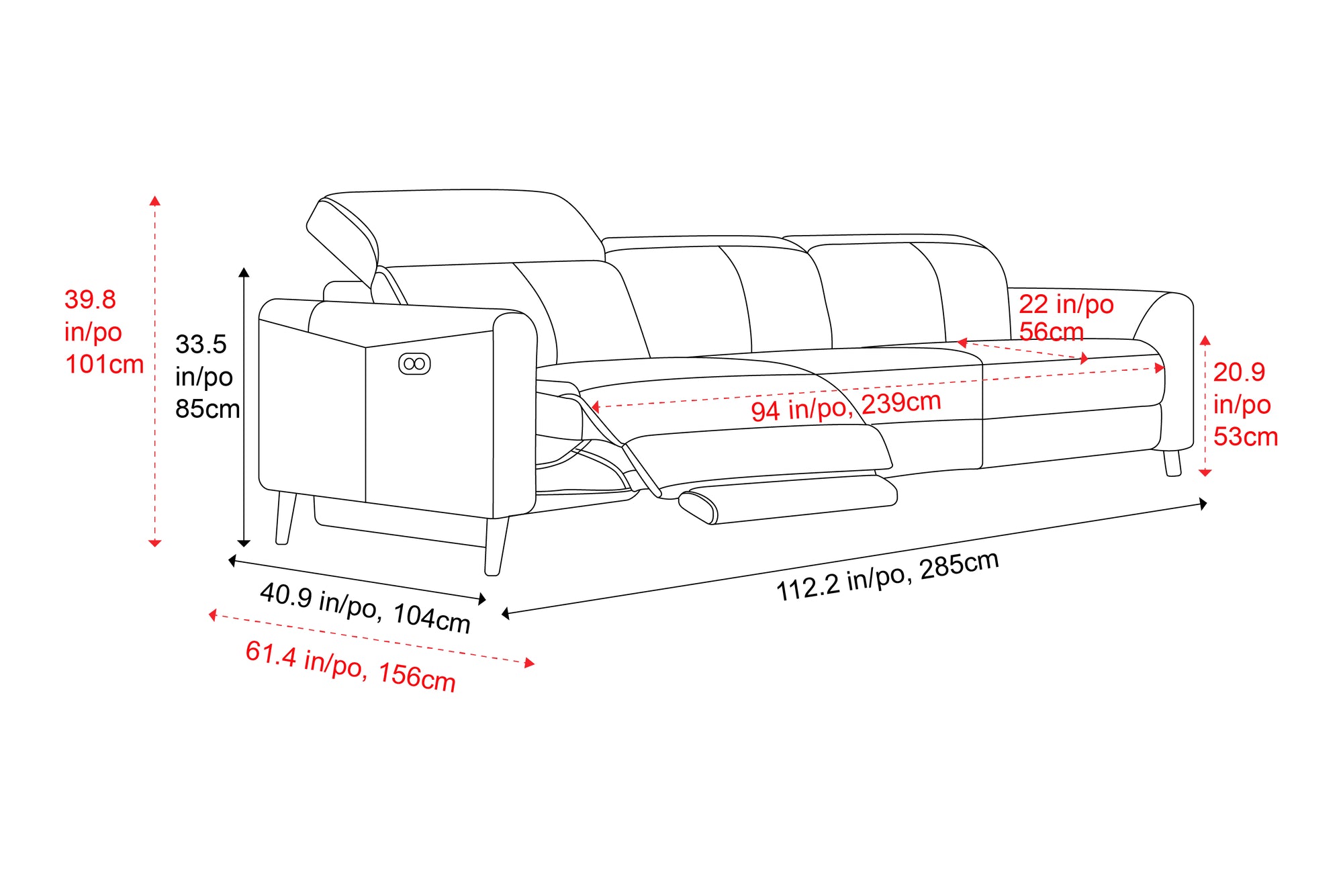 Elodie Leather Dual Recliner Lounge