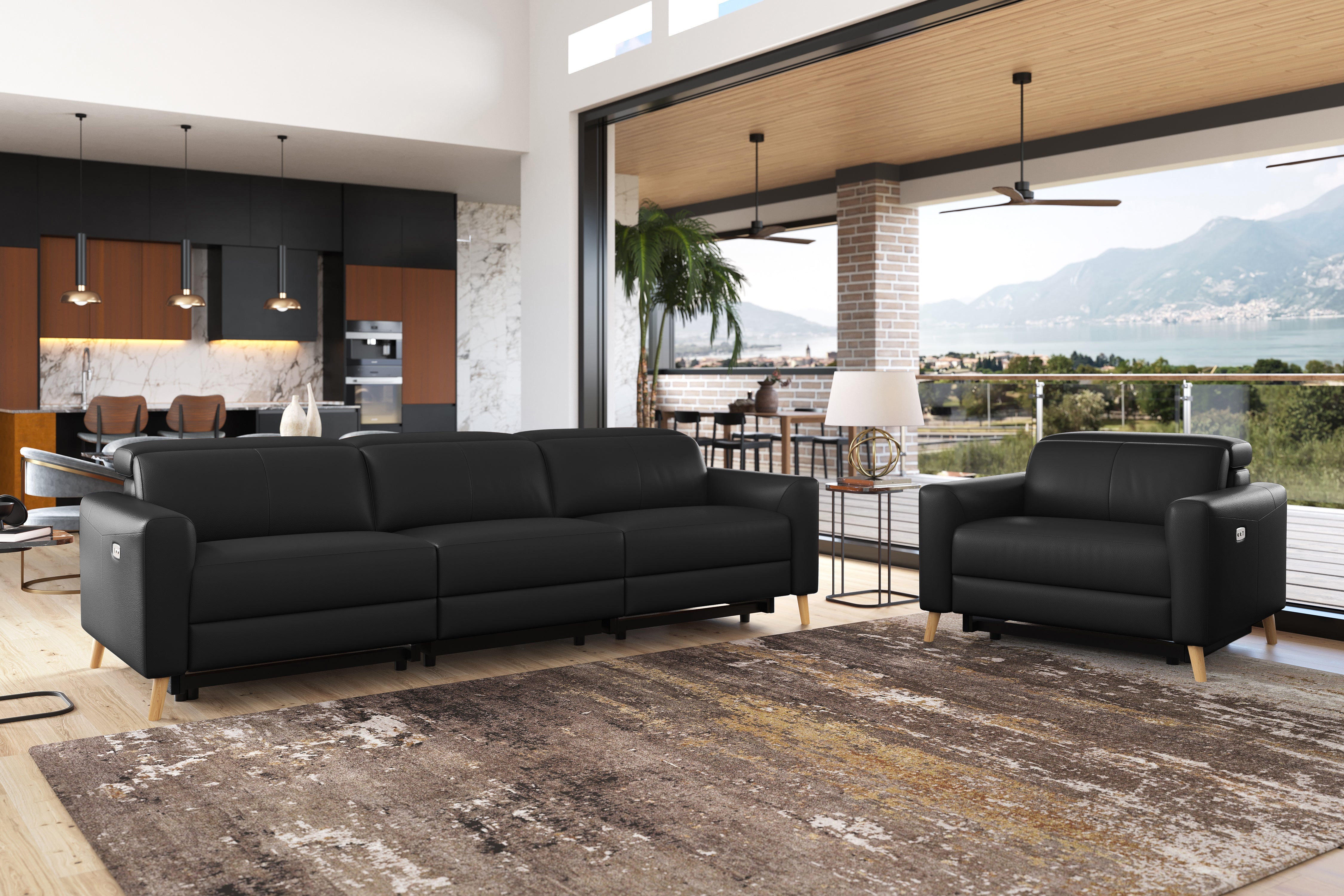 Elodie Leather Dual Recliner Lounge