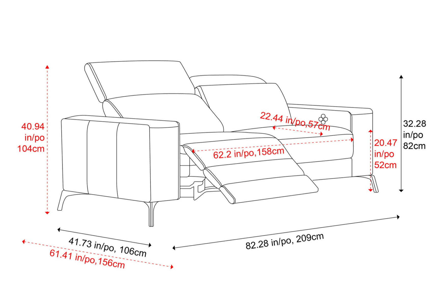 Esther Leather Dual Recliner Lounge