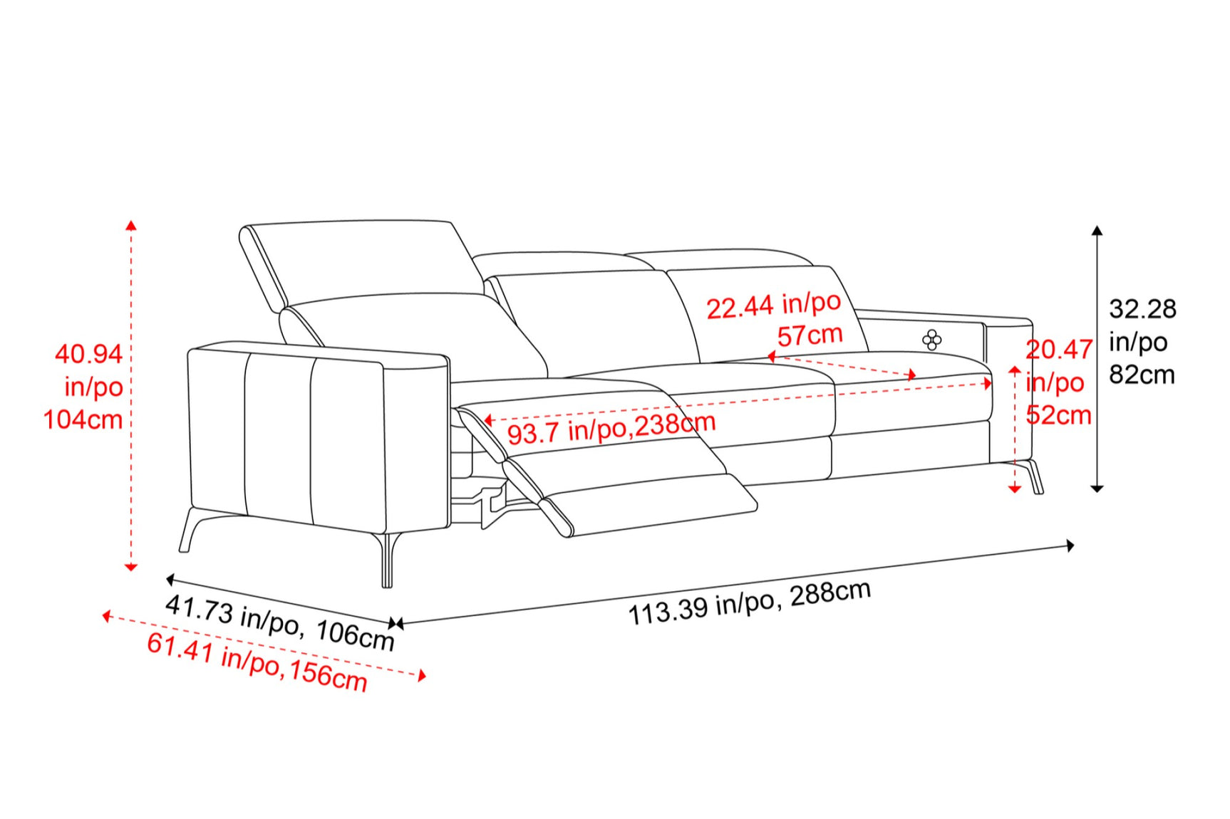 Esther Leather Dual Recliner Lounge
