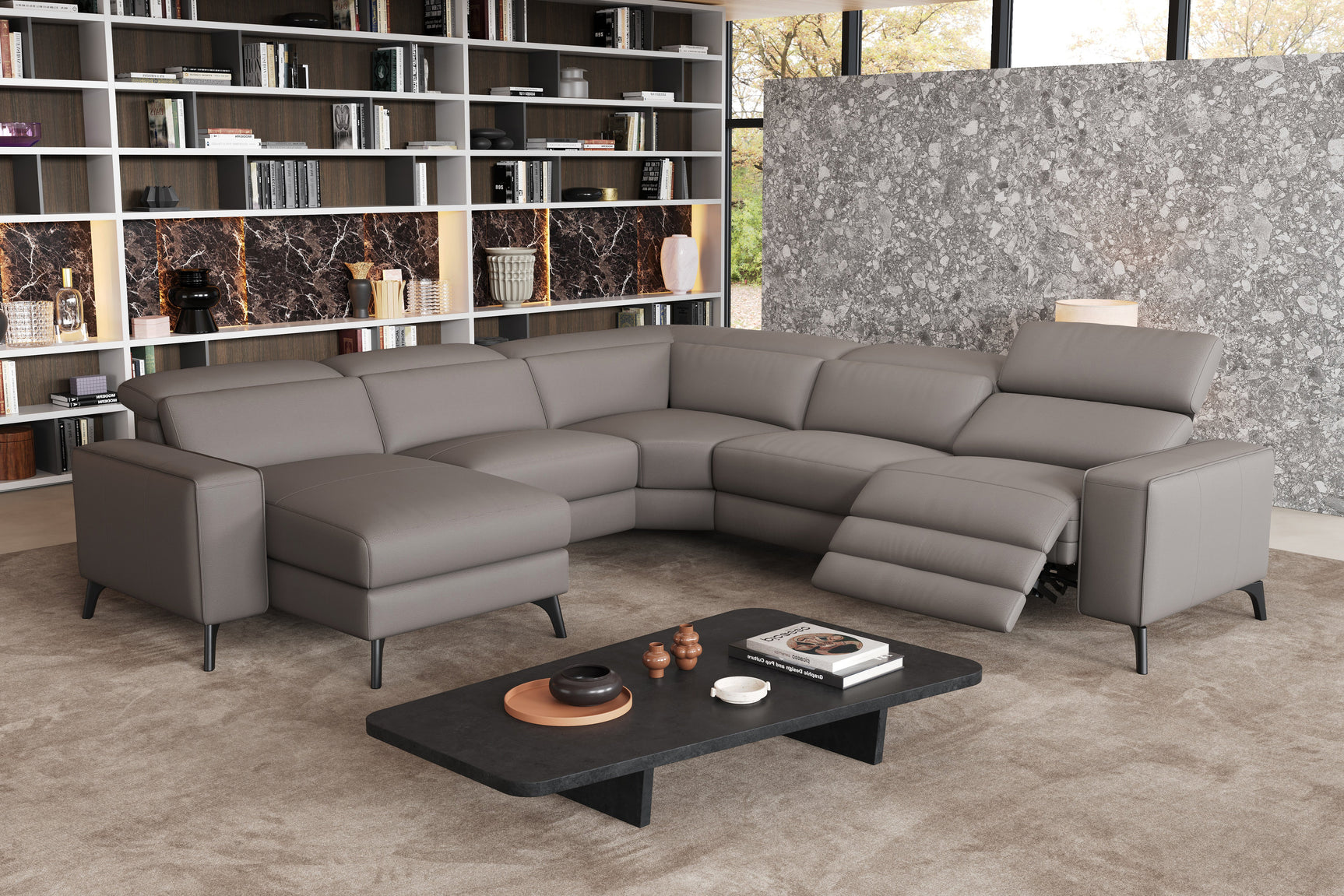 Esther Leather Corner Recliner Sectional Lounge