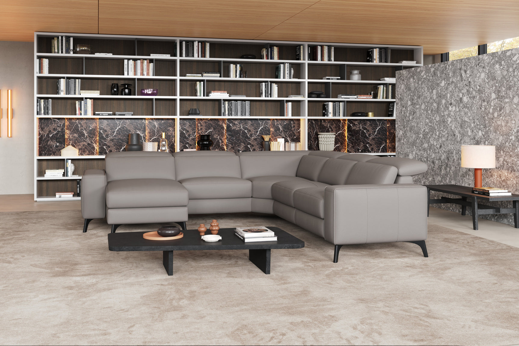 Esther Leather Corner Recliner Sectional Lounge