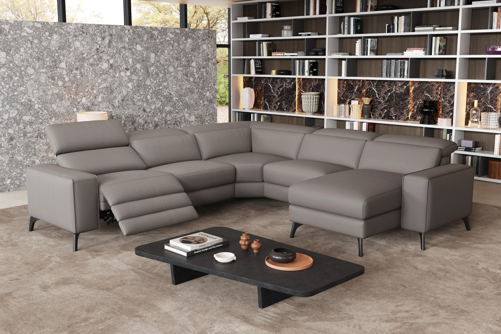 Esther Leather Corner Recliner Sectional Lounge
