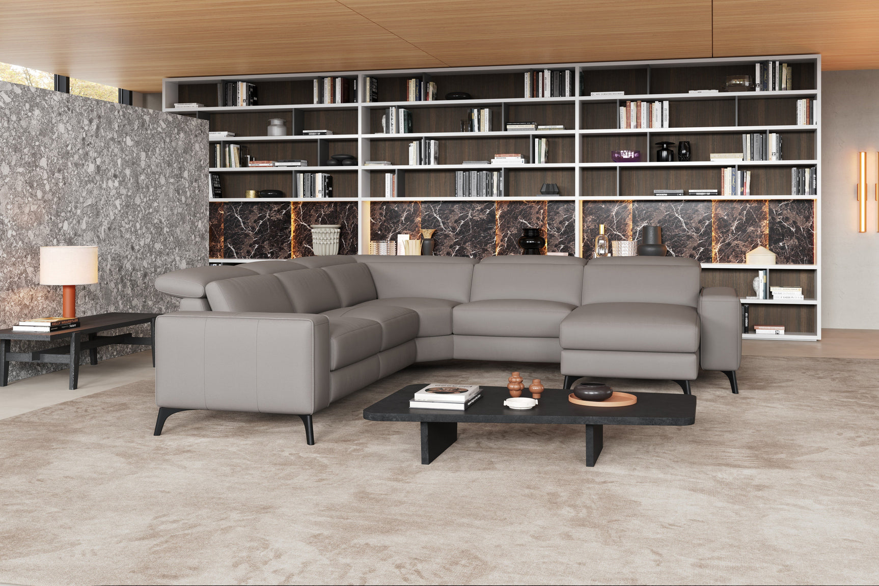 Esther Leather Corner Recliner Sectional Lounge