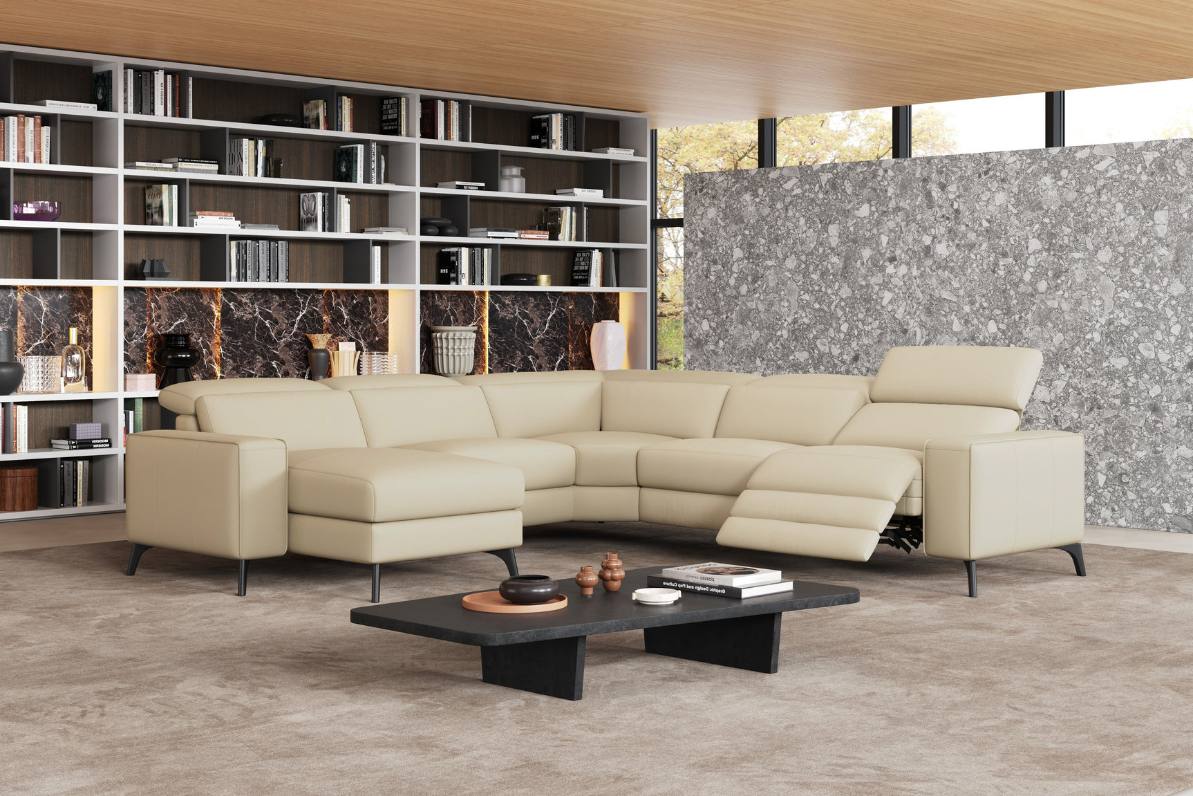 Esther Leather Corner Recliner Sectional Lounge