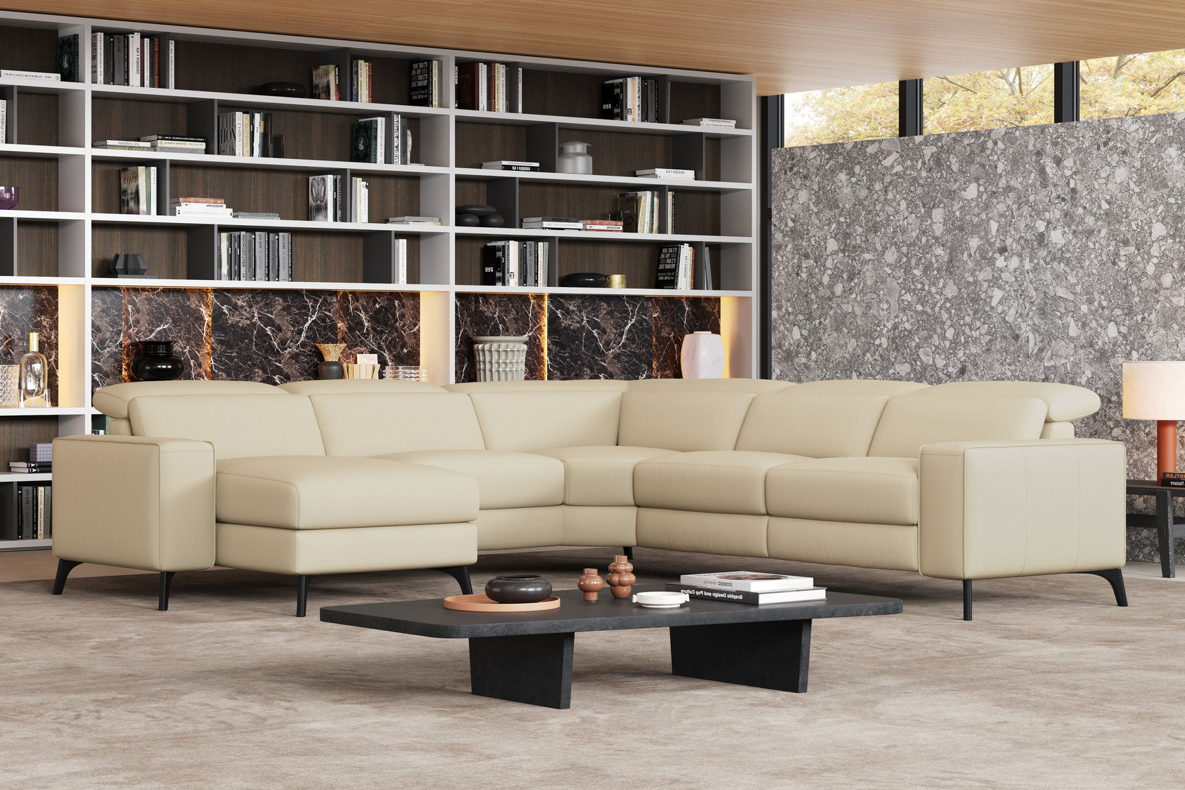 Esther Leather Corner Recliner Sectional Lounge