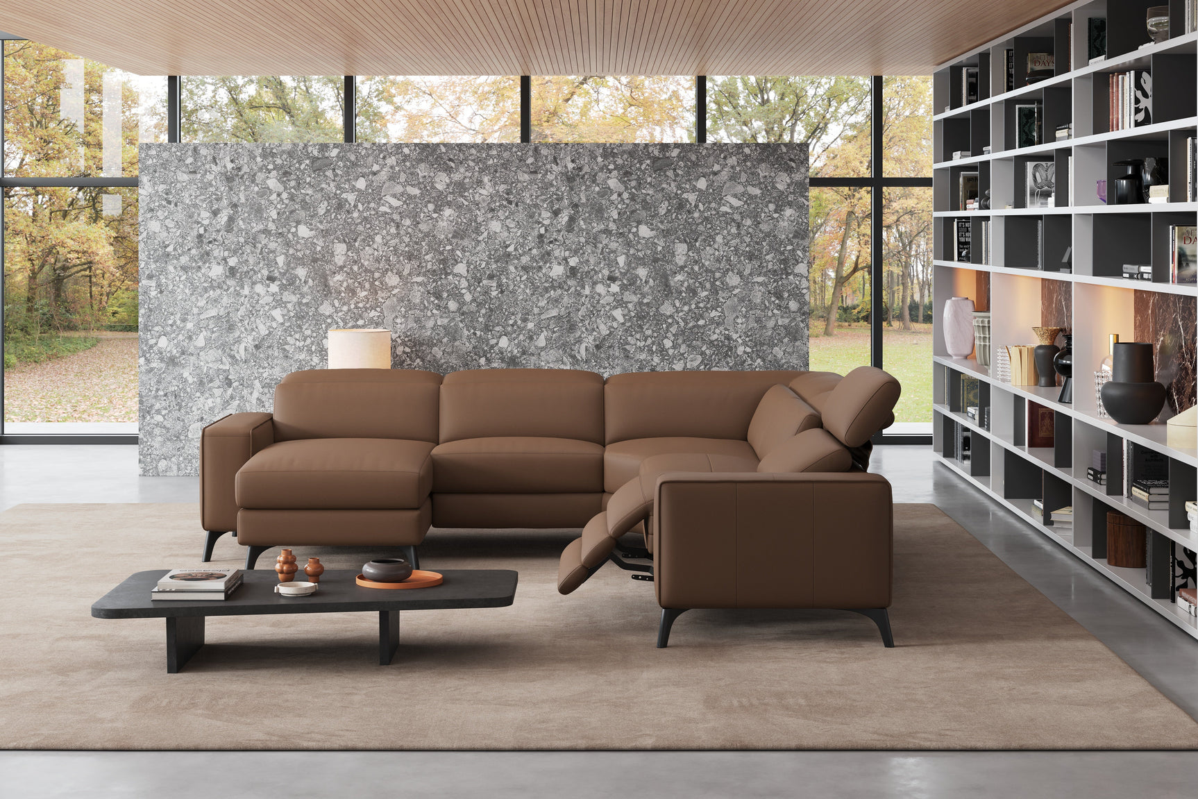 Esther Leather Corner Recliner Sectional Lounge