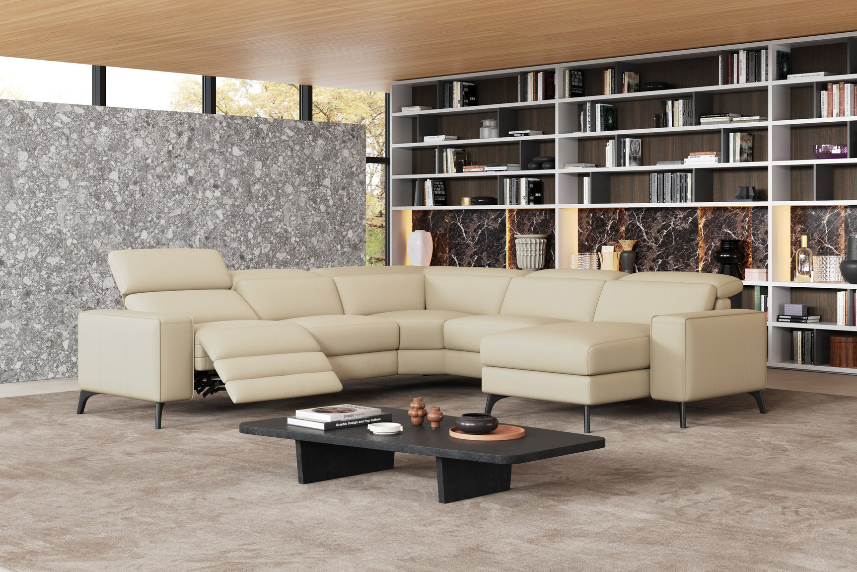 Esther Leather Corner Recliner Sectional Lounge