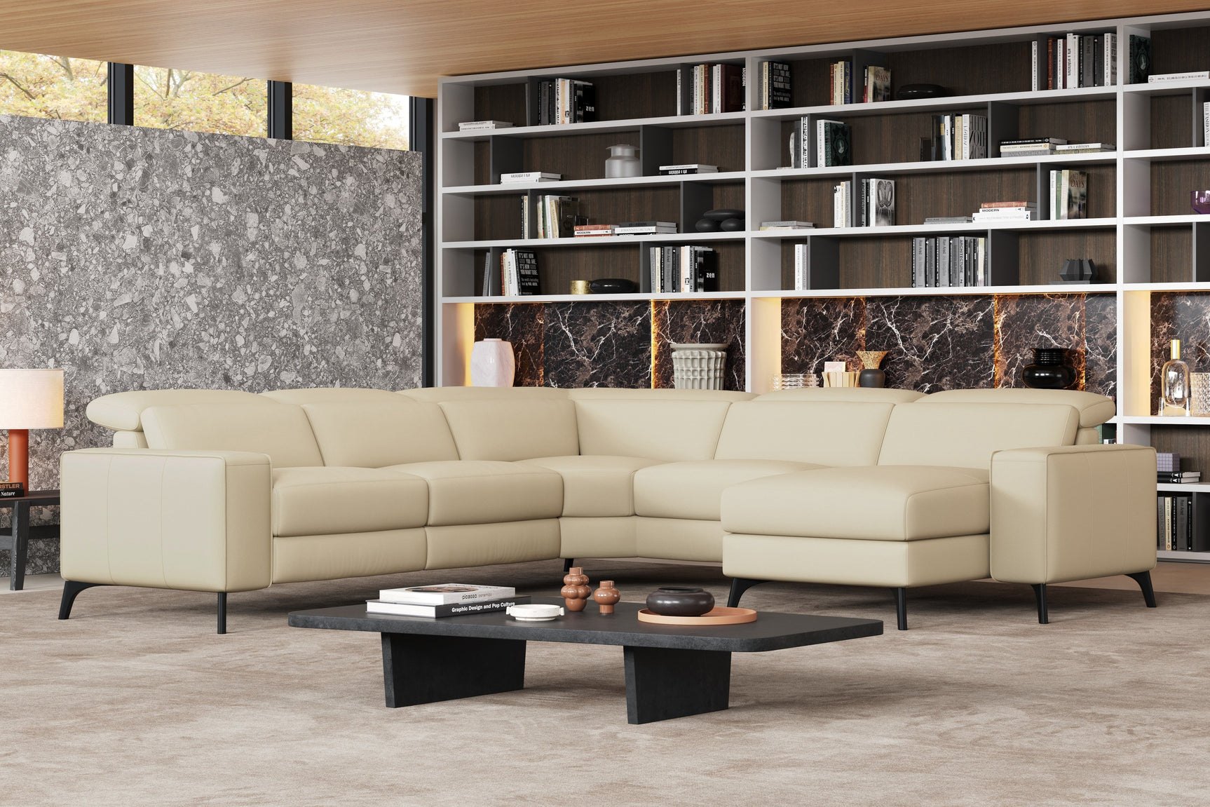 Esther Leather Corner Recliner Sectional Lounge