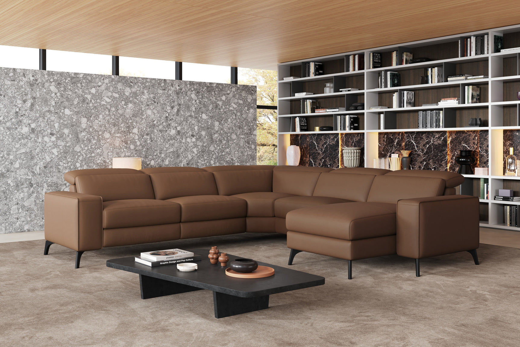 Esther Leather Corner Recliner Sectional Lounge